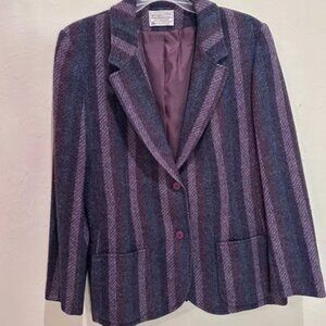 Pendleton Woolen Mills Vintage Purple Striped Wool Blazer Size 16